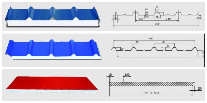 Low Price Insulation Acoustic Wall Roofing PU/PIR/PUR/Puf/Polyurethane/EPS/Rock Wool/Glass Wool Sandwich Panel for Cold Room/Cleanroom/Warehouse/Workshop